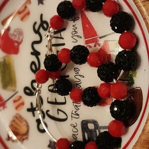Red & Black Rhinestone Loop Earrings - GameDay Earrings -  Team Spirit Jewelry
